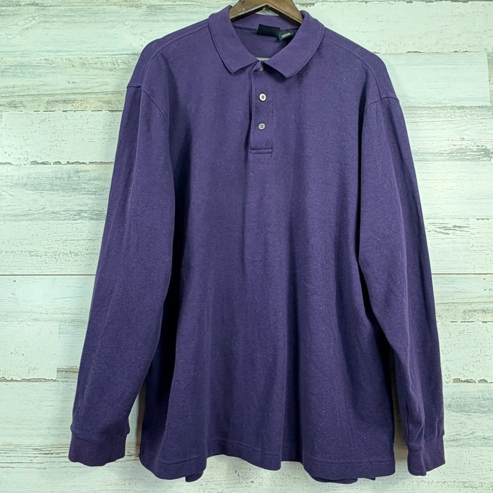 Jos A Bank Travelers Collection Mens Long Sleeve Purple Polo Shirt Size L Cotton